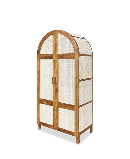 Abaigeal Teak Arched Cabinet Rattan