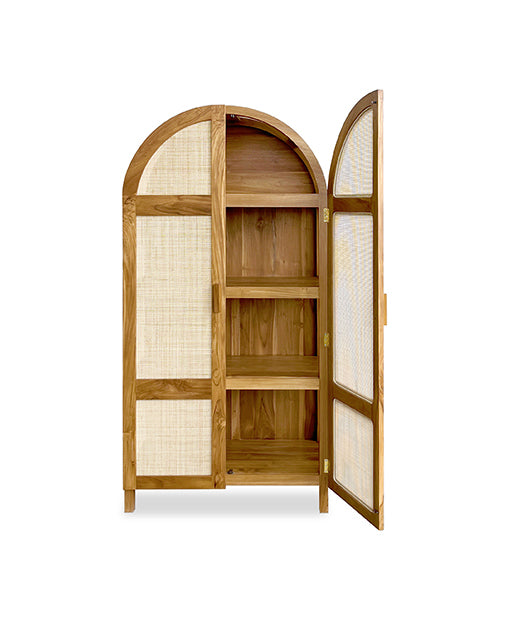Abaigeal Teak Arched Cabinet Rattan