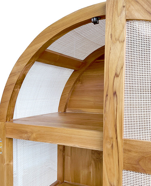 Abaigeal Teak Arched Cabinet Rattan