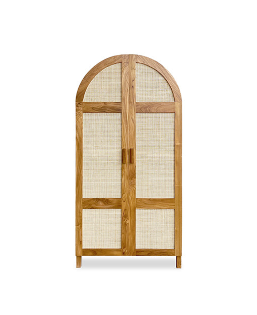 Abaigeal Teak Arched Cabinet Rattan