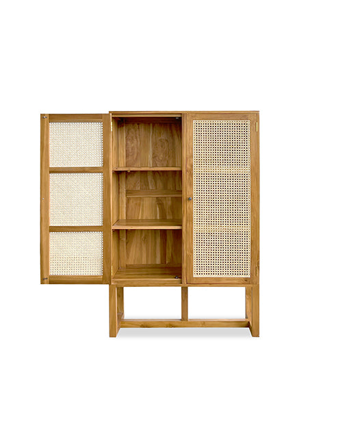 Abbagail Teak Cabinet Rattan
