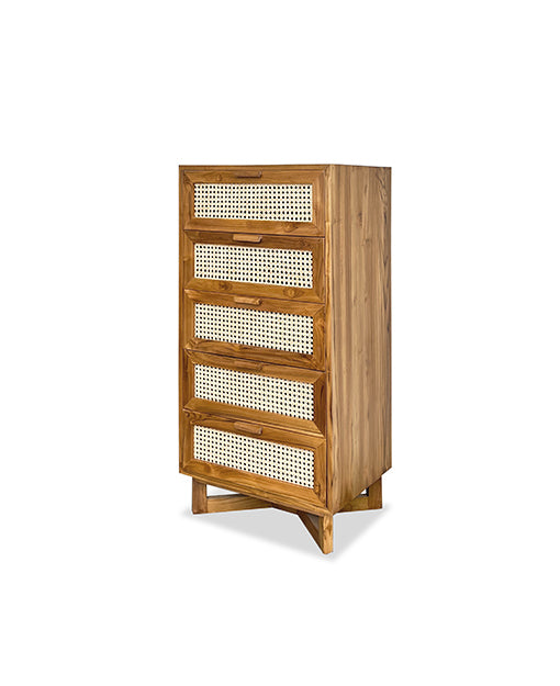 Adessa Teak Chest of Drawers Rattan