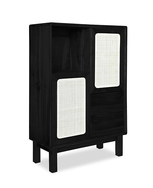 Adrienna Teak Display Cabinet Rattan
