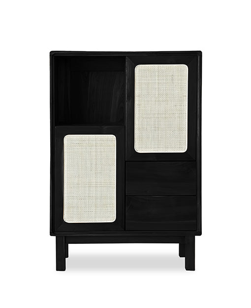 Adrienna Teak Display Cabinet Rattan