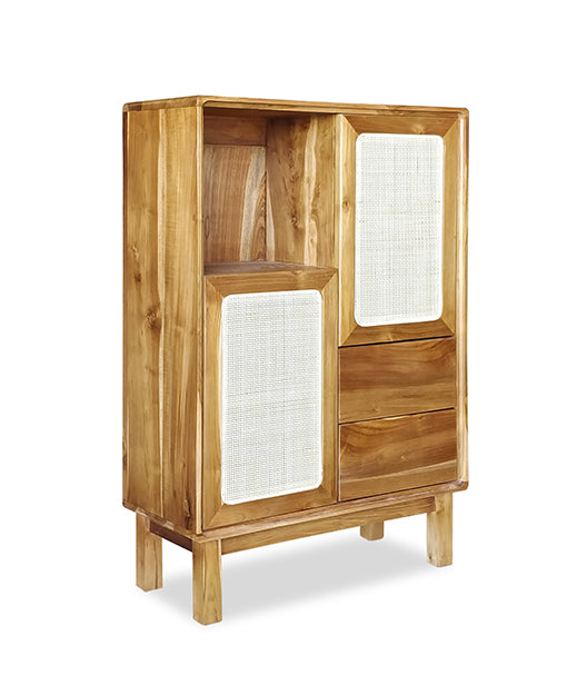 Adrienna Teak Display Cabinet Rattan