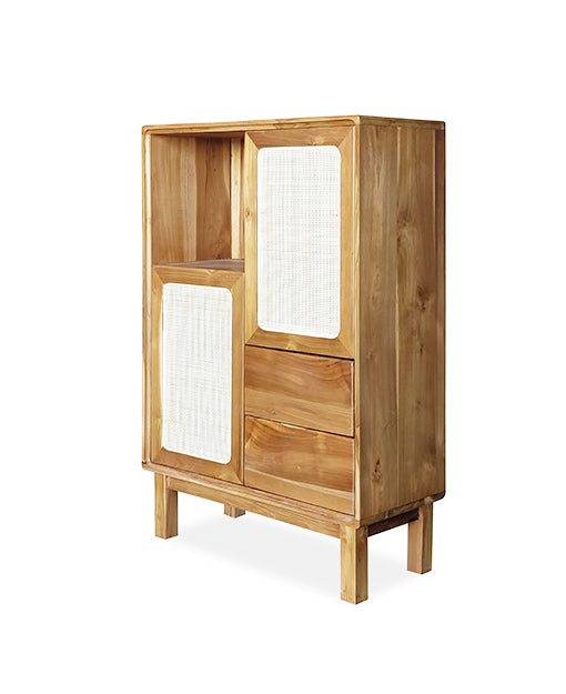 Adrienna Teak Display Cabinet Rattan