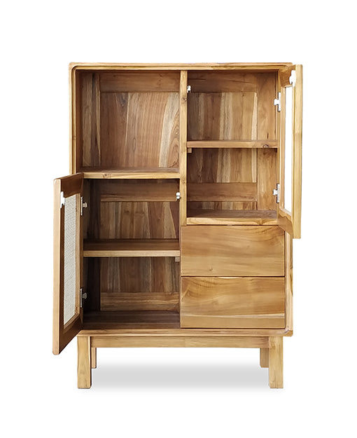 Adrienna Teak Display Cabinet Rattan