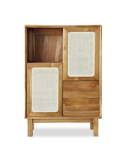 Adrienna Teak Display Cabinet Rattan