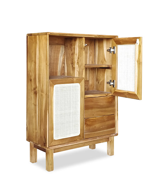 Adrienna Teak Display Cabinet Rattan