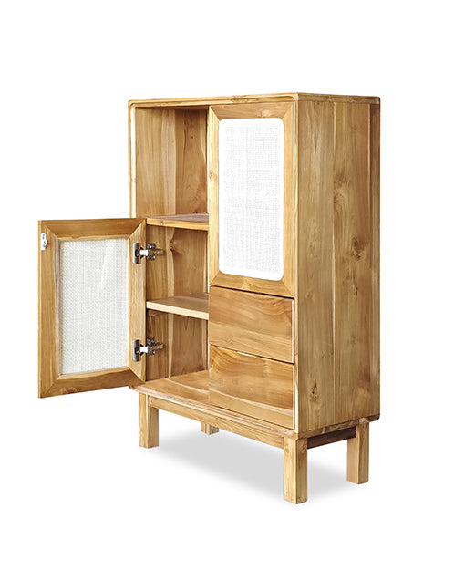 Adrienna Teak Display Cabinet Rattan