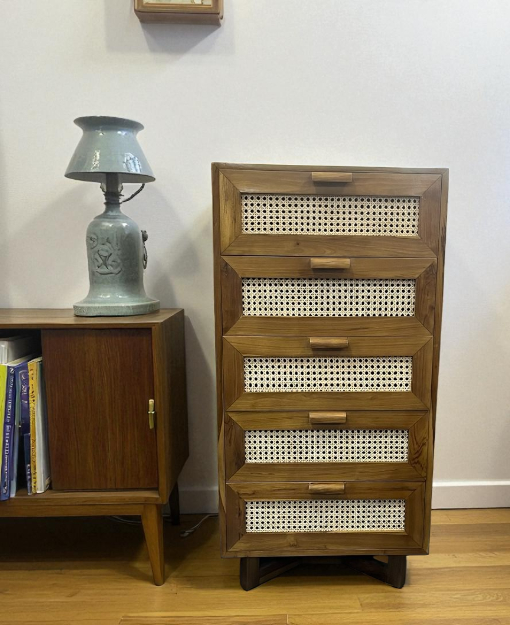 Adessa Teak Chest of Drawers Rattan